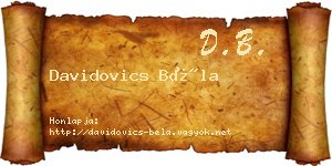 Davidovics Béla névjegykártya